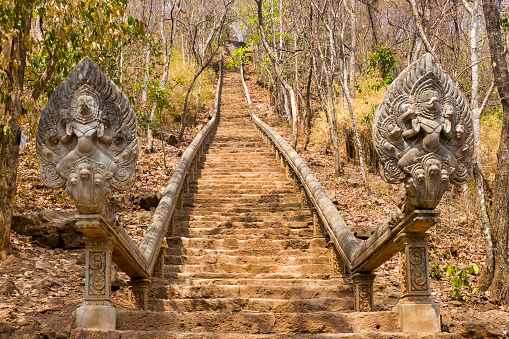 Stairs to Prasat Banan, Battambang, Cambodia,