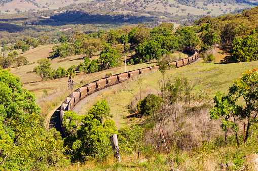 The Main North railway line passes under the Liverpool Range at Nowlands Gap via the Ardglen Tunnel - Nowlands Gap, NSW, Australia