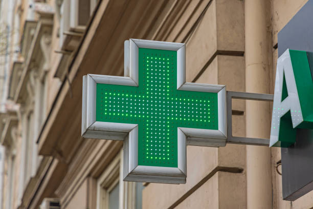 istock Green Cross Led Sign 1391198473