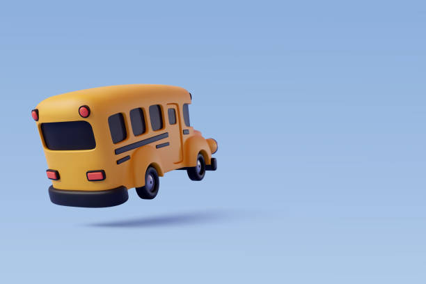 ilustrações de stock, clip art, desenhos animados e ícones de 3d vector of yellow school bus, back to school concept. - bus school bus education cartoon