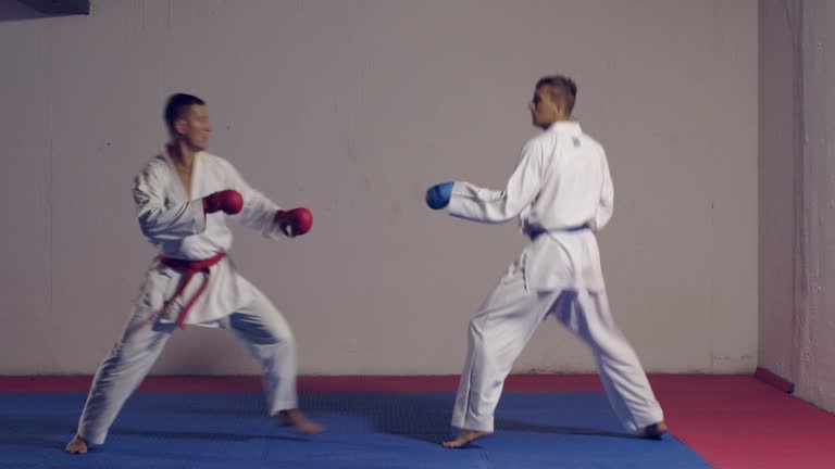 2 Men practicing karate