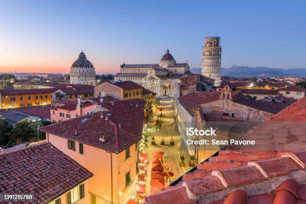 Pisa Italy With The Duomo And Leaning Tower Stock Photo - Download Image Now - Pisa, Italy, Leaning Tower of Pisa