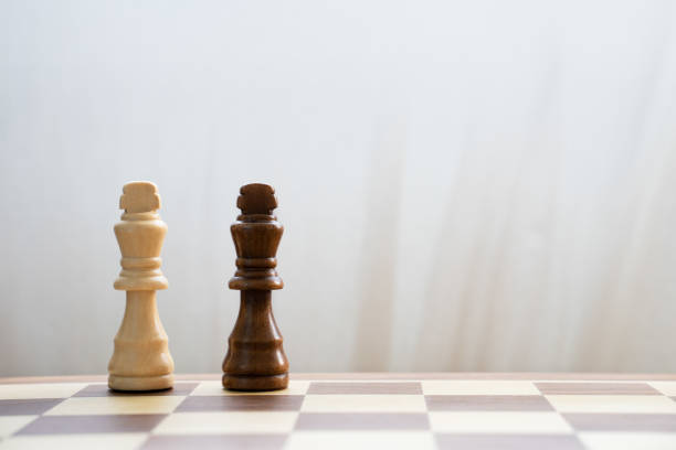 istock Close black and white kings on chess board 1391218815