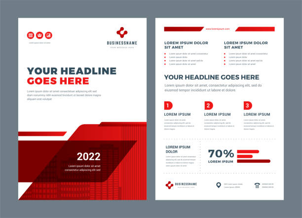 Red brochure annual report flyer design template vector art illustration