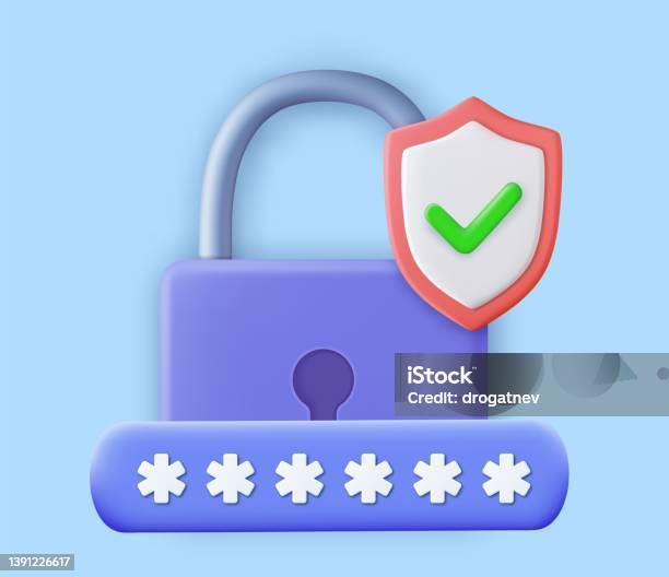3d Security Shield Lock Check Mark Stock Illustration - Download Image ...