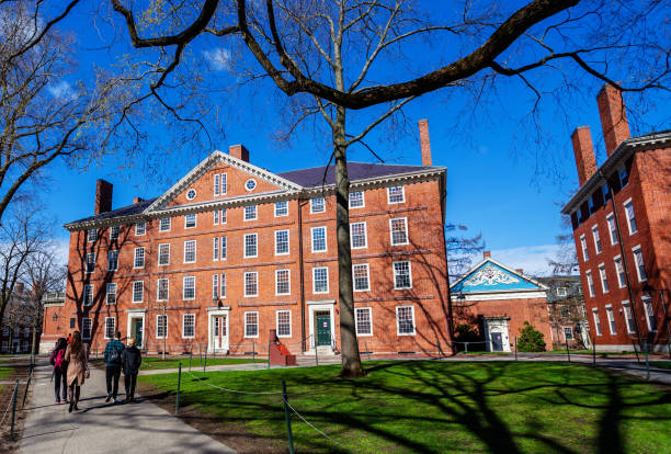 estudantes andando em harvard yard - universidade de harvard - cambridge massachusetts - harvard university - fotografias e filmes do acervo