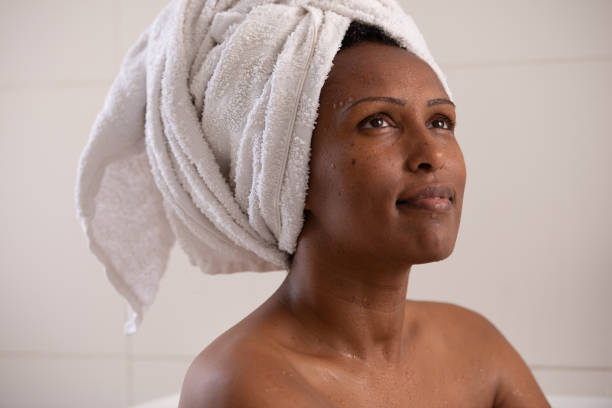 istock Beautiful Afro-American woman bathing. 1391230612