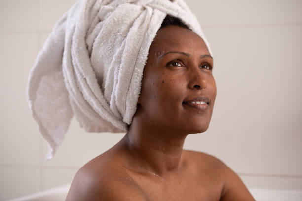istock Beautiful Afro-American woman bathing. 1391230614