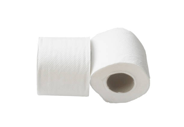 istock Two rolls of white tissue paper or napkin isolated on white background with clipping path 1391231277