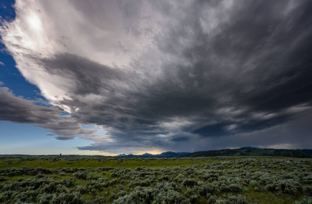 istock Smearing Clouds of Storm Clouds with Lightening Strike 1391235450