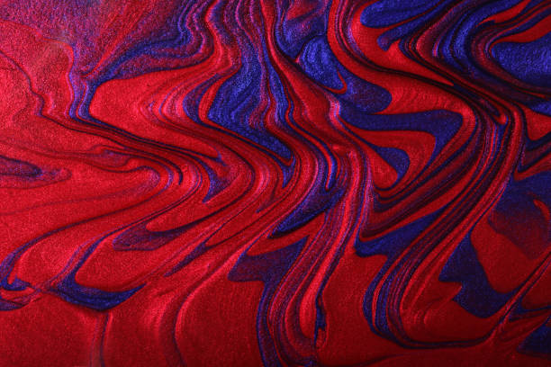 istock Horizontal red and blue shimmer abstract background. Make up concept.Beautiful stains of liquid nail laquers.Fluid art,pour painting technique.Horizontal banner,can be used as backdrop for chat. 1391238356