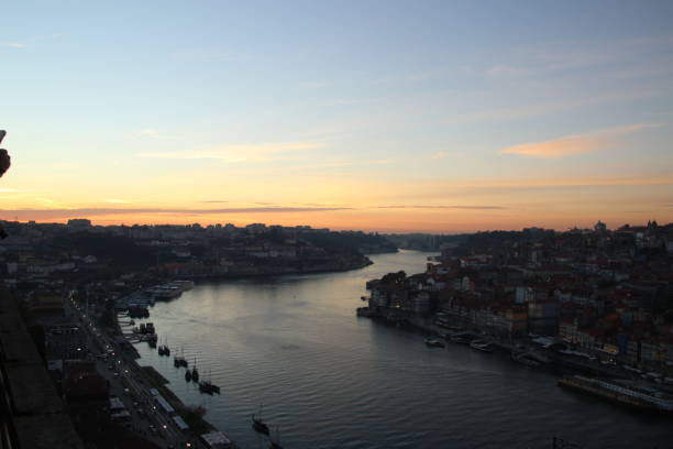 Sunset in the city of Porto stock photo