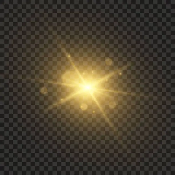 Vector illustration of Light star gold JPG. Light sun gold JPG. Light flash gold JPG.