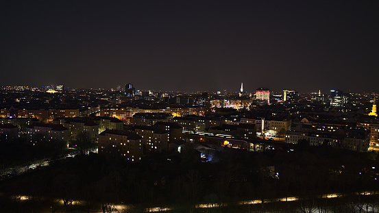 Beautiful cityscape of the downtown of Vienna, capital of Austria, at night with illuminated buildings.