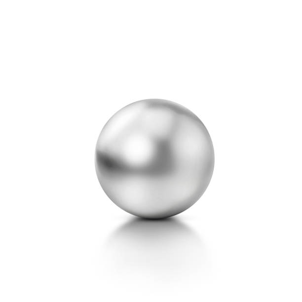 istock Realistic glossy chromium ball with glares and reflection on white. 3d render 1391245030