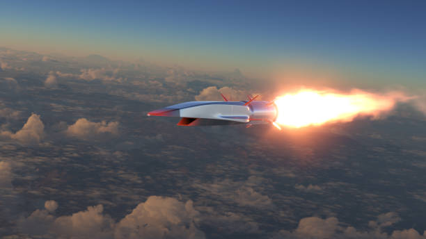 istock Hypersonic rocket flies above the clouds 1391247338
