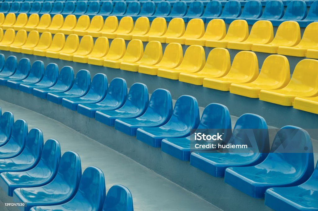 Empty Stadium seats background Soccer Stock Photo