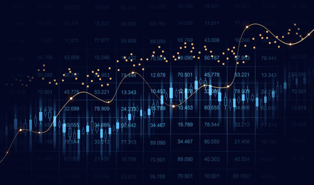 ценовой график и индикатор.
инвестиции на фондовом рынке и криптовалюты. - trading board illustrations stock illustrations