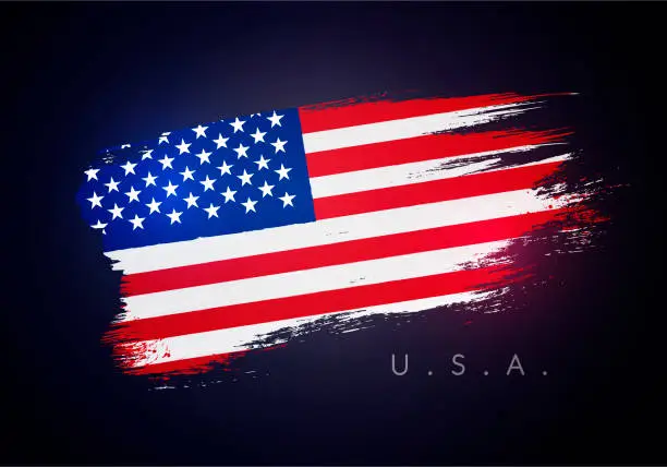 Vector illustration of Grunge Flag Of United States Of America