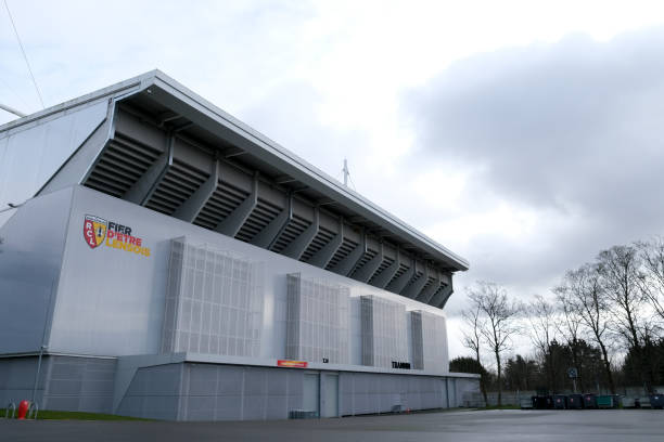 Exterior view of the Stade Bollaert Delelis Exterior view of the Stade Bollaert Delelis which is  the main football stadium in Lens, France, that was built in 1933 and it is the home of RC Lens on February 1, 2022. lens pas de calais stock pictures, royalty-free photos & images