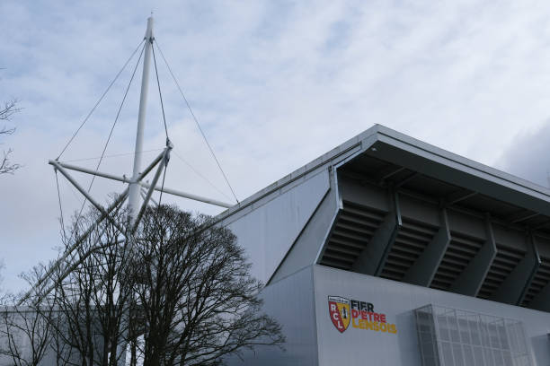 Exterior view of the Stade Bollaert Delelis Exterior view of the Stade Bollaert Delelis which is  the main football stadium in Lens, France, that was built in 1933 and it is the home of RC Lens on February 1, 2022. lens pas de calais stock pictures, royalty-free photos & images