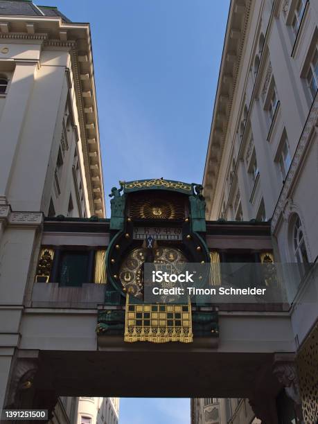 Low Angle View Of The Historic Music Box Ankeruhr In The Old Downtown Of Vienna Austria Stock Photo - Download Image Now