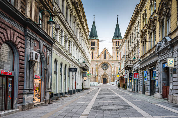 Sarajevo, Bosnia and Herzegovina - May 27, 2016: Strossmayerova street