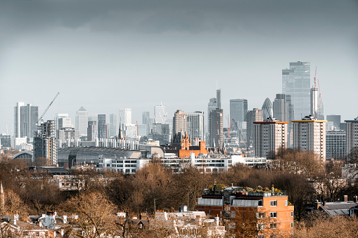 View of the London skyscrapers from Primrose Hill.