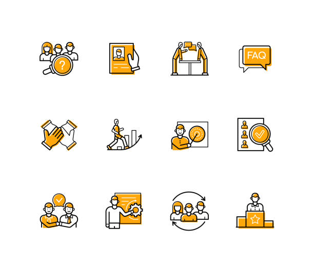 Career and work - modern line design style icons set vector art illustration