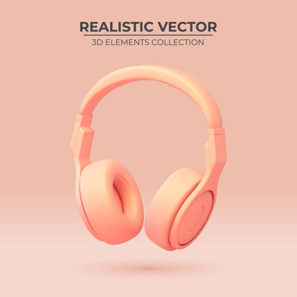 realistyczne słuchawki w modnym kolorze. wektorowy element słuchawkowy 3d. - computer part audio stock illustrations