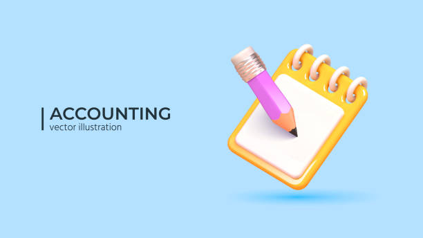 3D paper clipboard with pencil. Successful completion of business tasks. 3D clipboard or sheduller with pencil. Successful completion of business tasks. 3D Accounting and Financial Management Concept. Realistic 3D Vector Illustration. pencil tip stock illustrations
