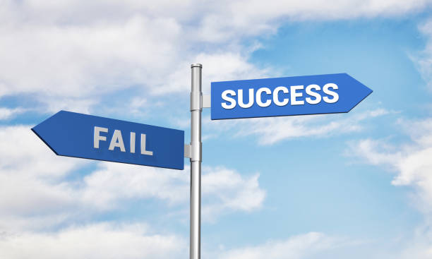 success and fail. 2 way road sign. - success failure dreams road sign imagens e fotografias de stock