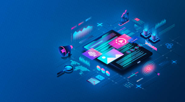 Content Marketing Platform Concept - 3D Illustration Content Marketing Platform Concept - New SaaS Solutions that Help Marketing Teams Create and Analyze Content to Raise Brand Awareness Through Multiple Channels - 3D Illustration digital marketing stock illustrations