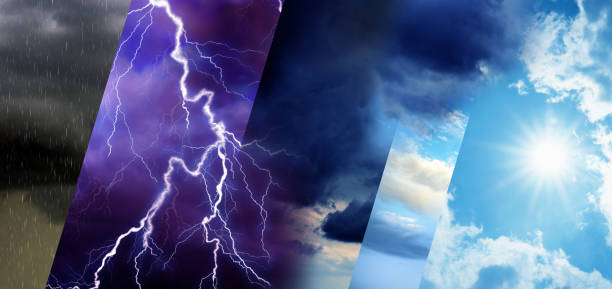 istock Photos of sky during different weather, collage. Banner design 1391272999