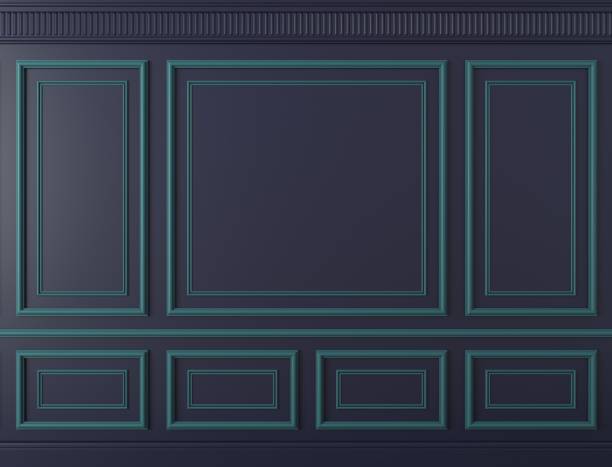 istock Classic wall of dark blue wood panels 1391274599