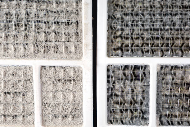 istock Dirty and clean air conditioner filters. 1391278479