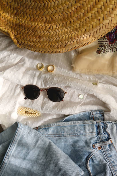 istock Mom Jeans, White Blouse and Various Accessories 1391283101