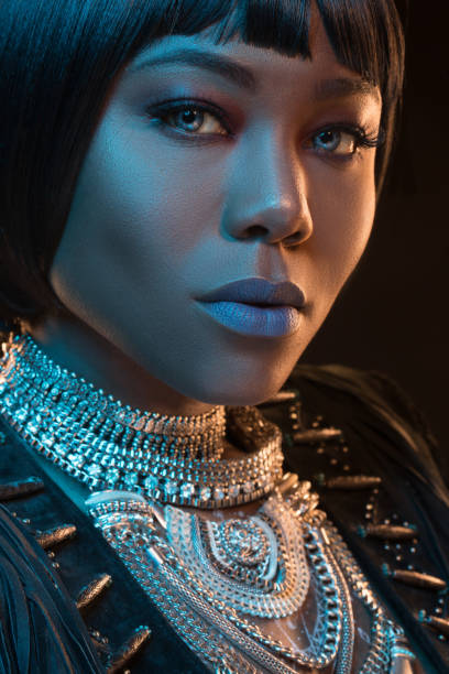 istock Beautiful Black Woman wearing jewellery in Studio Setting 1391285433