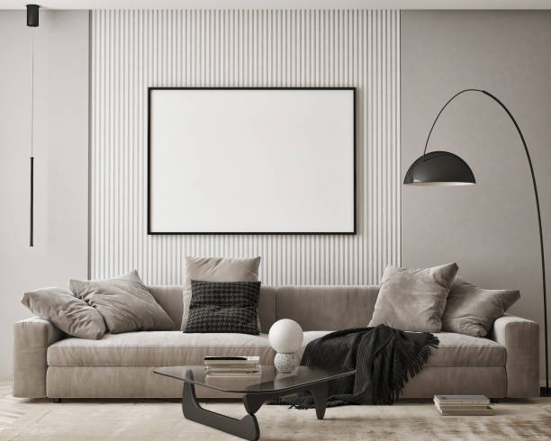 istock mock up poster frame in modern interior background, living room, Scandinavian style, 3D render, 3D illustration 1391285908