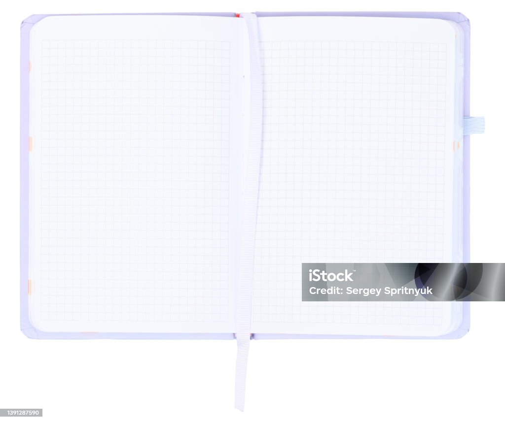 Open Notebook Chekered An Open Notebook With A Light Cover And Checkered Sheets Two Bookmarks ...
