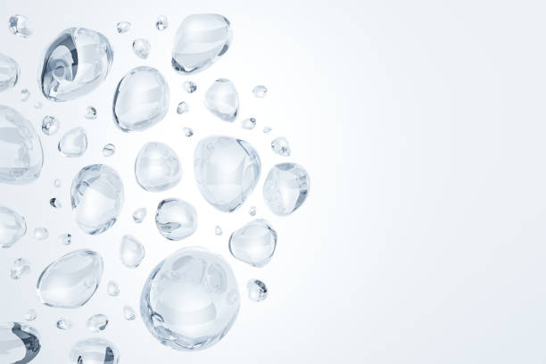 Caustic light on scallop shell in water, with bubbles