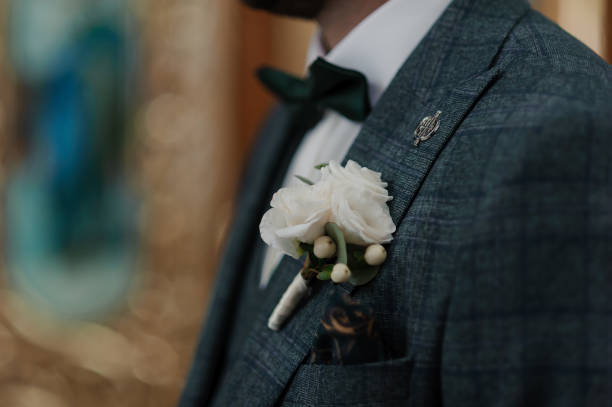 istock Boutonniere on the groom's jacket. Wedding 1391295097