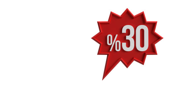 istock Red thirty percentage speech balloon text on white background, clipping path 1391295324