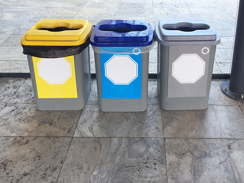 Recycling bins in the modern building