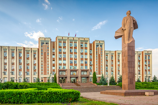 Chengdu, China - Aug 20, 2016. Mao statue in front of the Sichuan Science and Technology Museum in Tianfu Square.