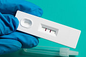 Rapid antigen Coronavirus  SARS Covid test close up, applying solution to sample well