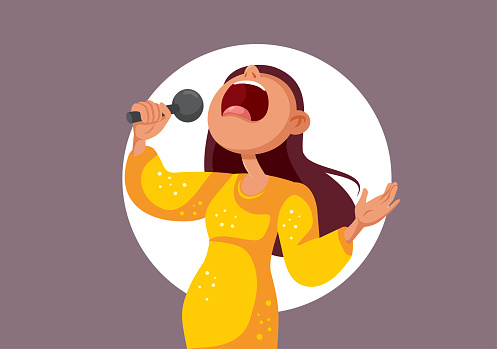 Woman Holding Microphone Singing Loud Music Vector Cartoon Stock  Illustration - Download Image Now - iStock