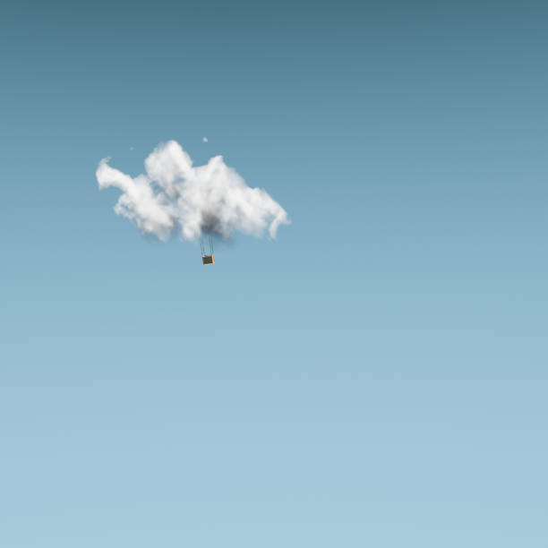 Fantasy image of hot air balloon with cloud as balloon. 3d rendering.