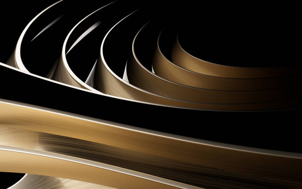 istock Metal curve geometry with dark background, 3d rendering. 1391324755