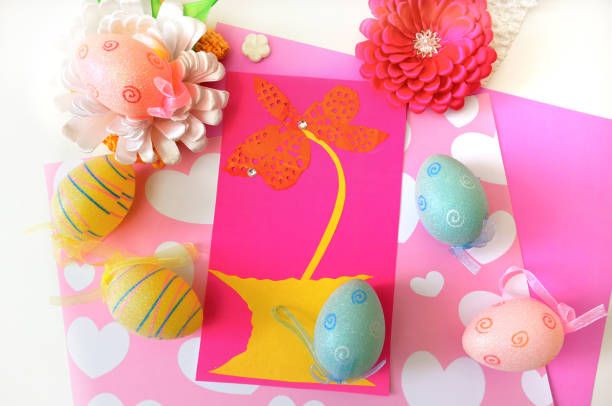 istock DIY Easter home decor from paper, Gift ideas, making Easter card. Handmade.  Childrens Easter crafts. 1391324885